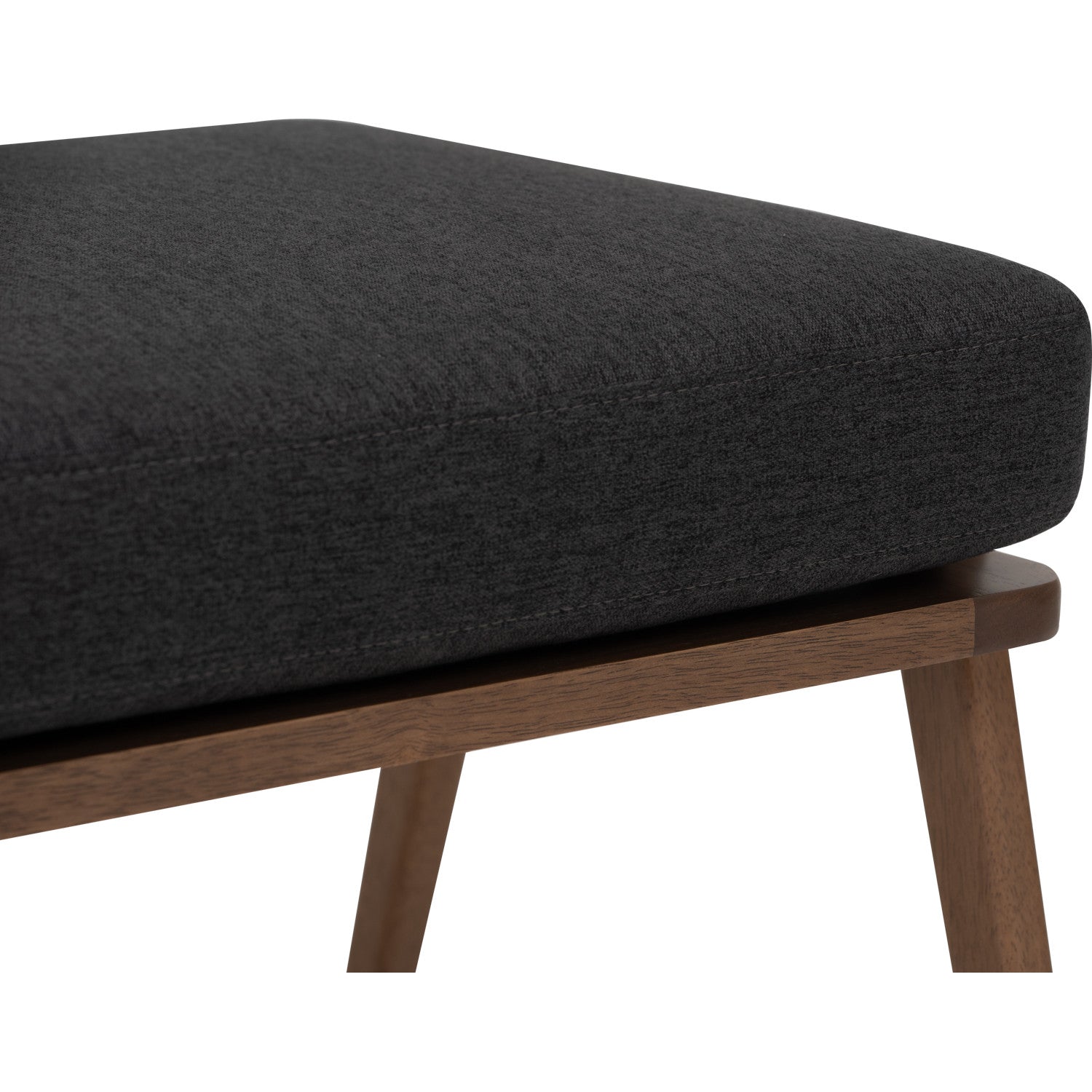 Aston stool in Cocoa colour frame, Seal colour Dimity fabric cushion