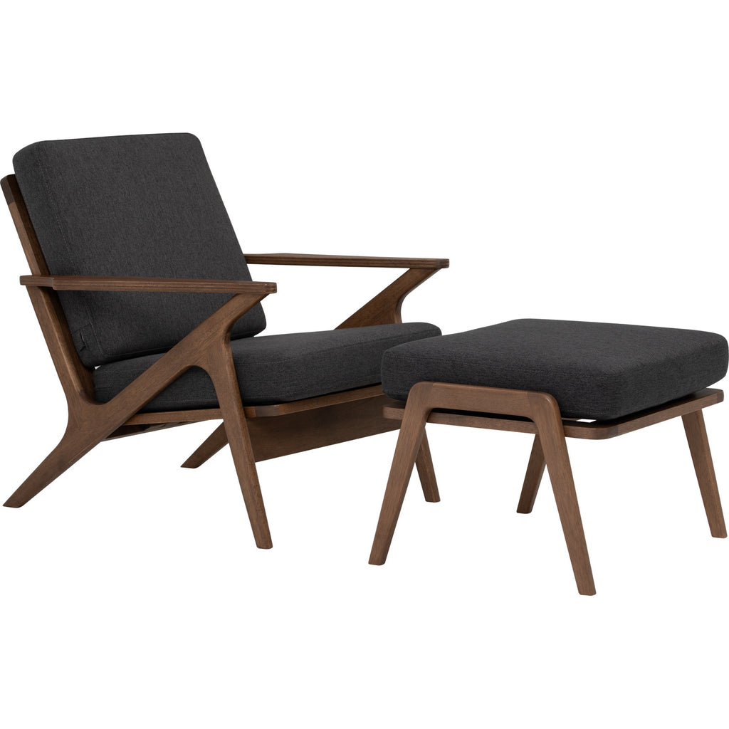 Aston stool in Cocoa colour frame, Seal colour Dimity fabric cushion