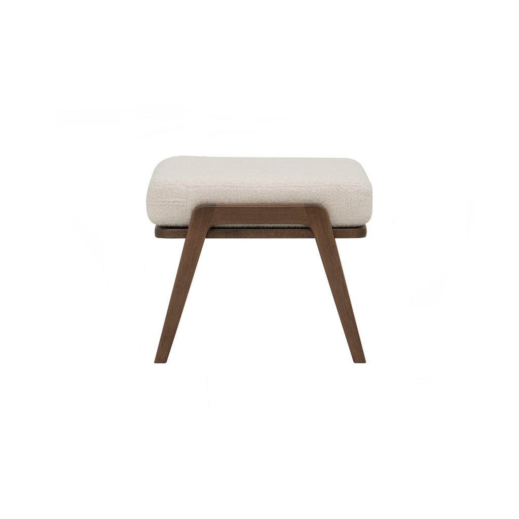 Aston stool in Cocoa colour frame, Pearl White colour Furry fabric cushion.