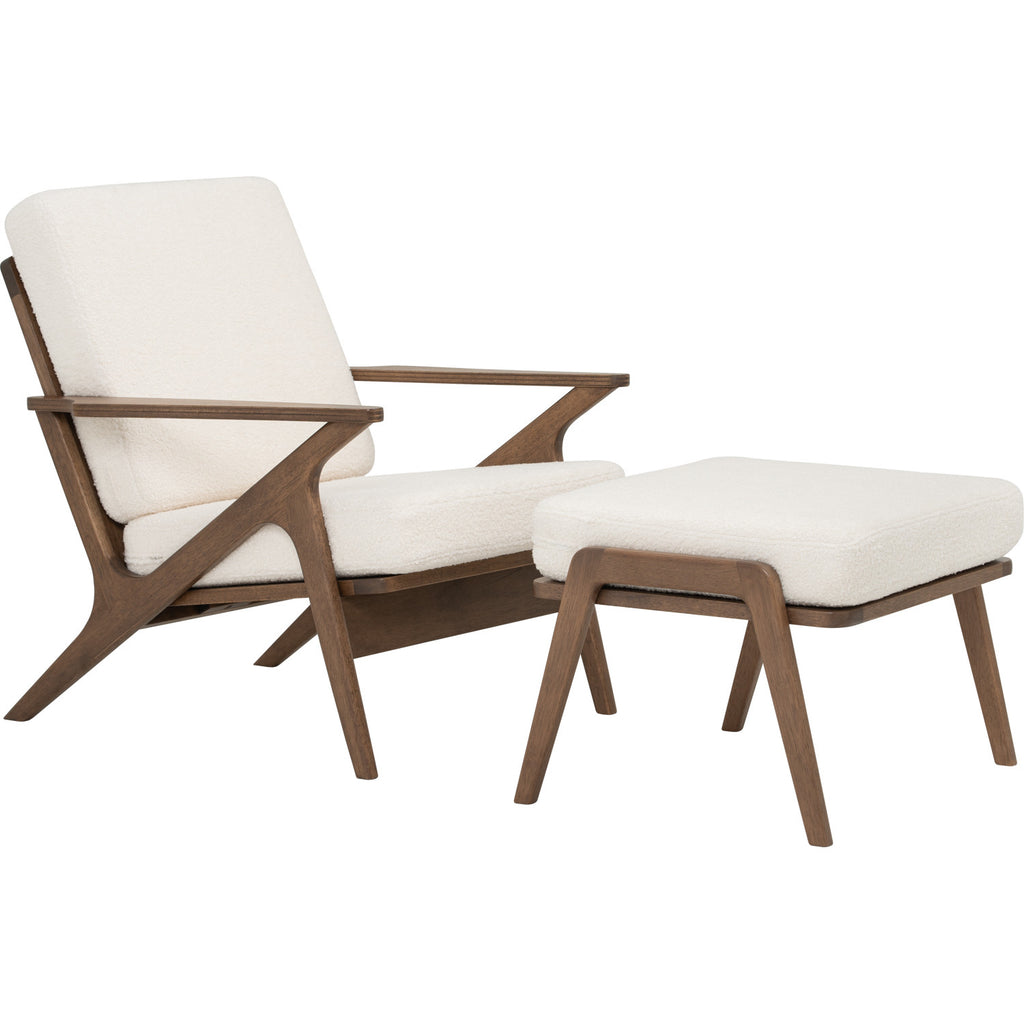 Aston stool in Cocoa colour frame, Pearl White colour Furry fabric cushion.