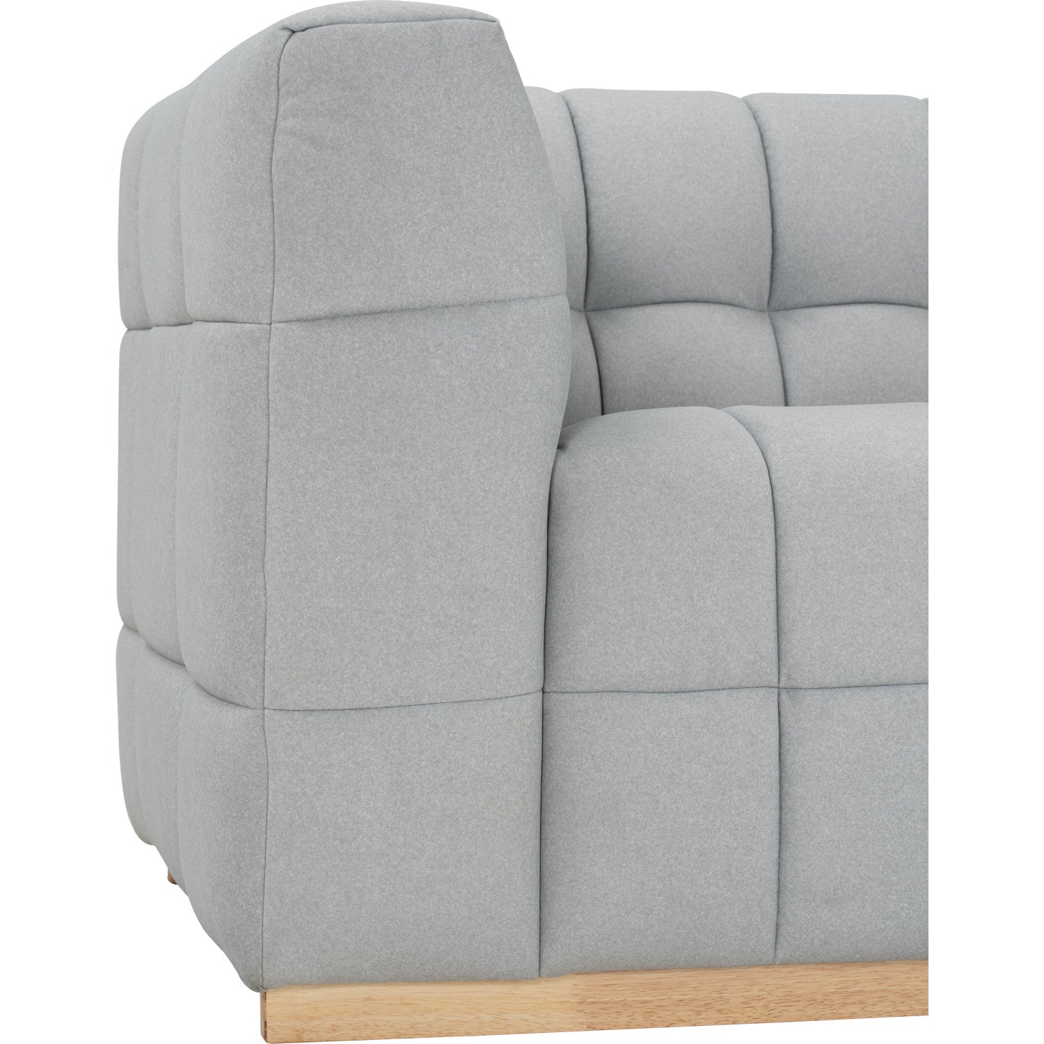 Monroe 3 seater sofa in Natural colour leg, Warm Grey colour Mahair fabric (Pet friendly fabric)