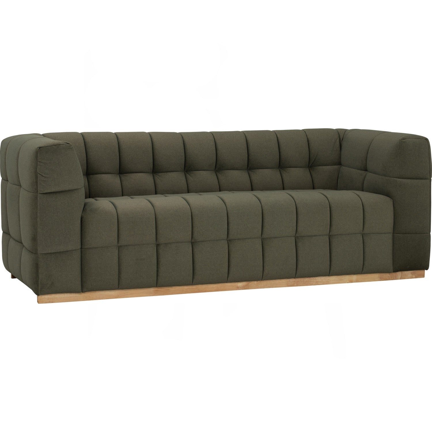 Monroe 3 seater sofa in Natural colour leg, Leaf Green colour Mahair fabric (Pet friendly fabric).