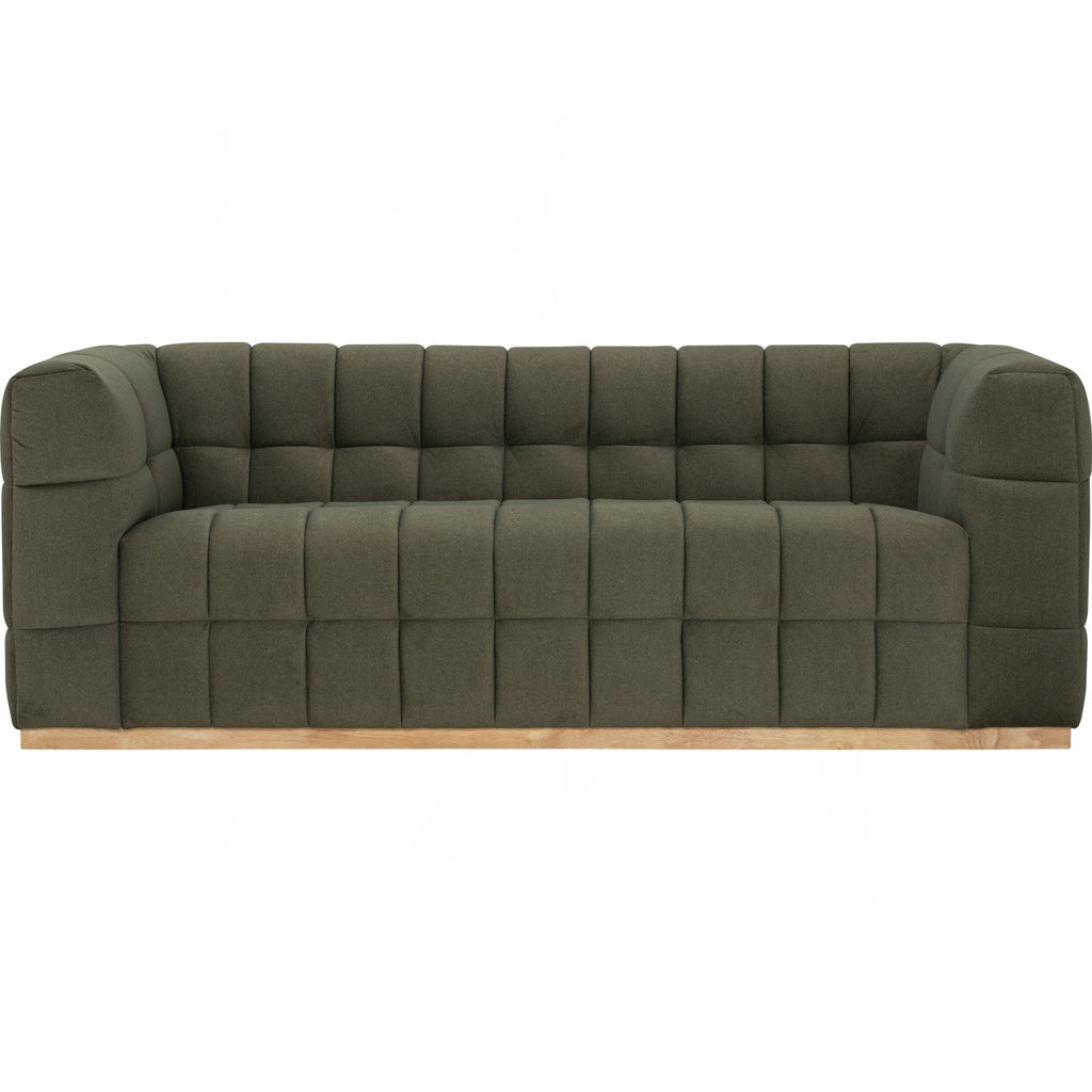 Monroe 3 seater sofa in Natural colour leg, Leaf Green colour Mahair fabric (Pet friendly fabric).