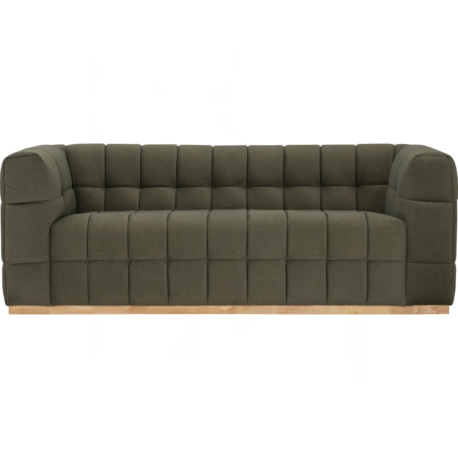 Monroe 3 seater sofa in Natural colour leg, Leaf Green colour Mahair fabric (Pet friendly fabric).
