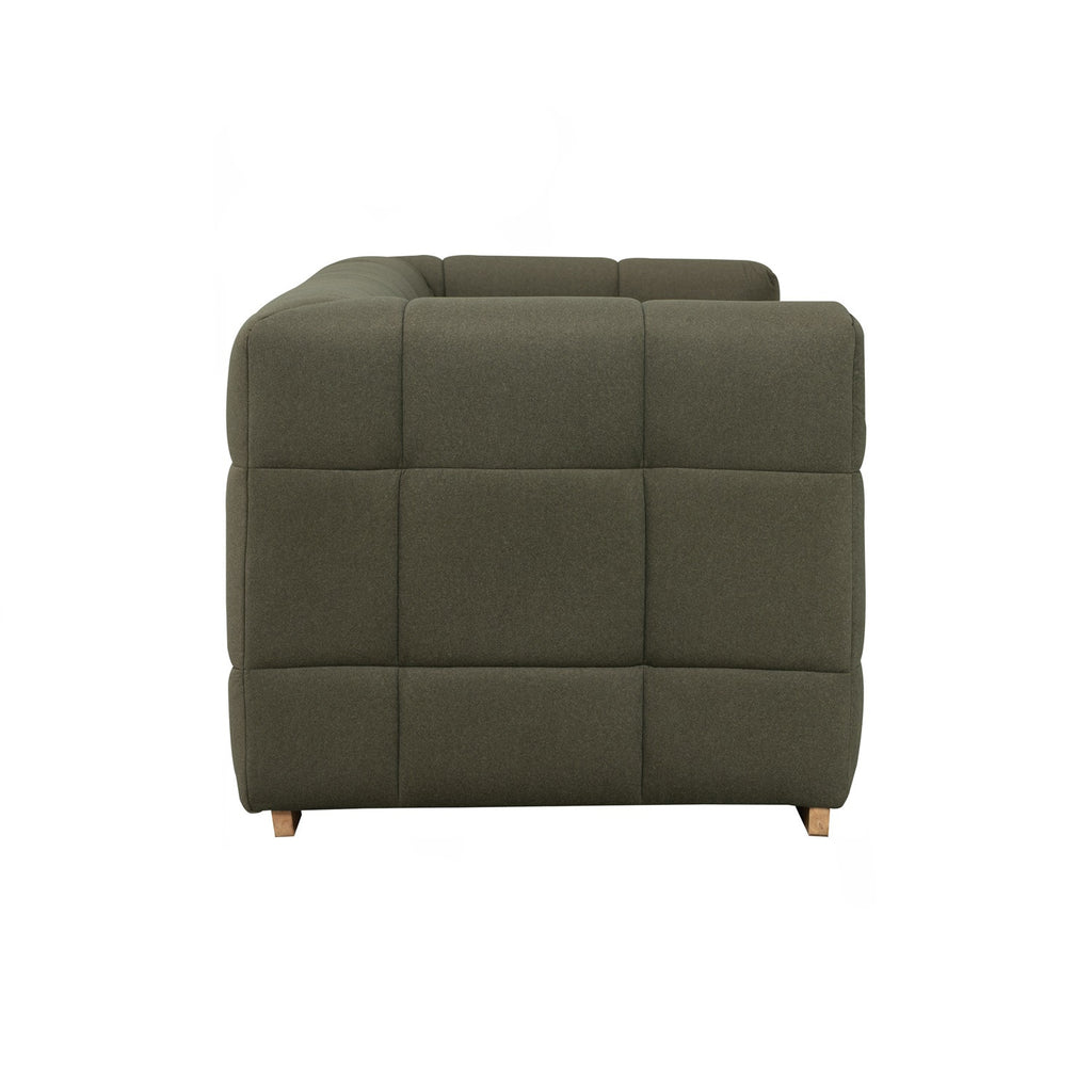 Monroe 3 seater sofa in Natural colour leg, Leaf Green colour Mahair fabric (Pet friendly fabric).