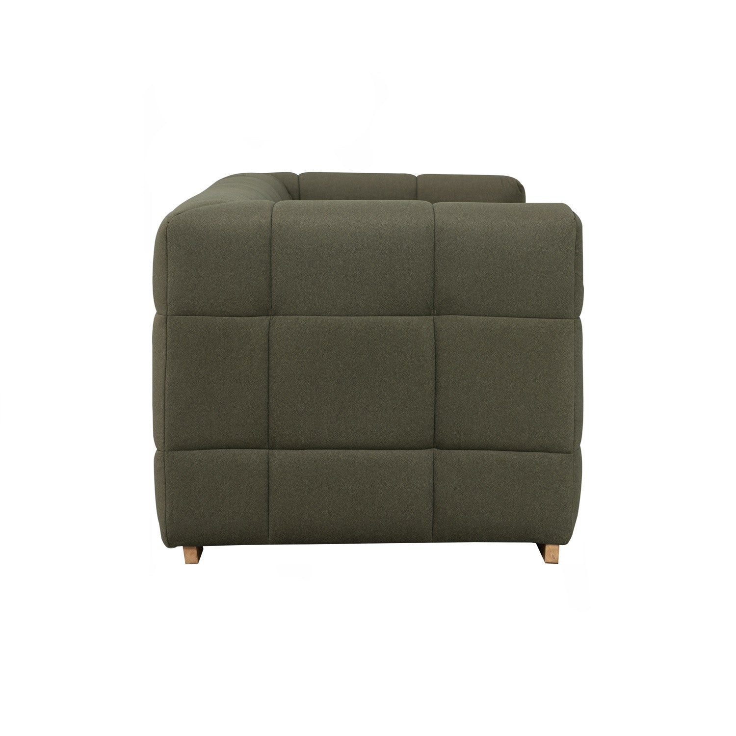 Monroe 3 seater sofa in Natural colour leg, Leaf Green colour Mahair fabric (Pet friendly fabric).
