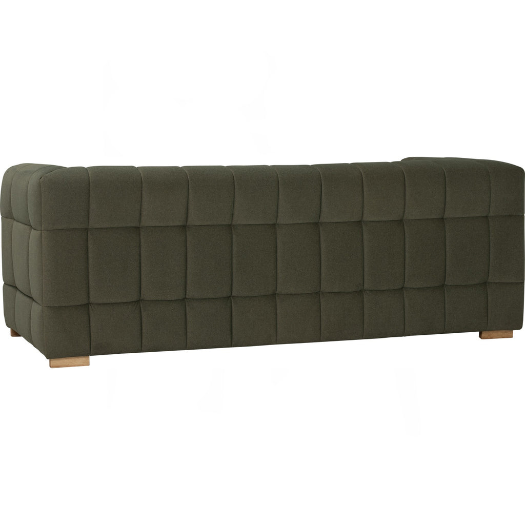 Monroe 3 seater sofa in Natural colour leg, Leaf Green colour Mahair fabric (Pet friendly fabric).