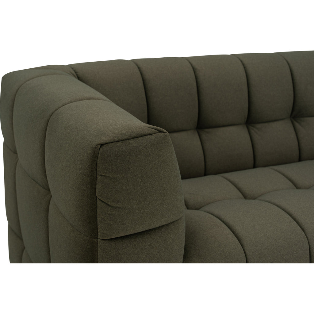 Monroe 3 seater sofa in Natural colour leg, Leaf Green colour Mahair fabric (Pet friendly fabric).