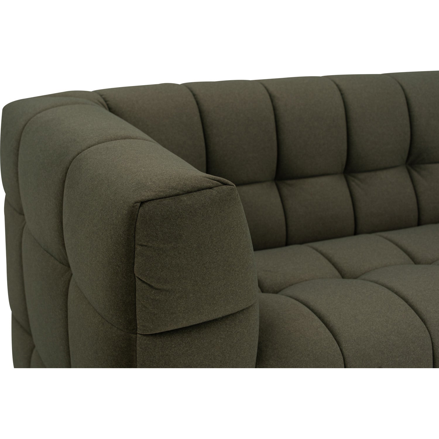 Monroe 3 seater sofa in Natural colour leg, Leaf Green colour Mahair fabric (Pet friendly fabric).