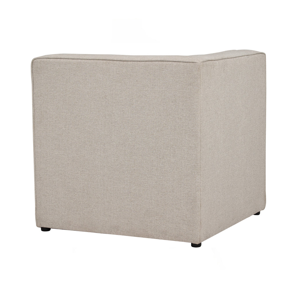 Traverese corner unit in Black colour leg, White colour Chenille fabric