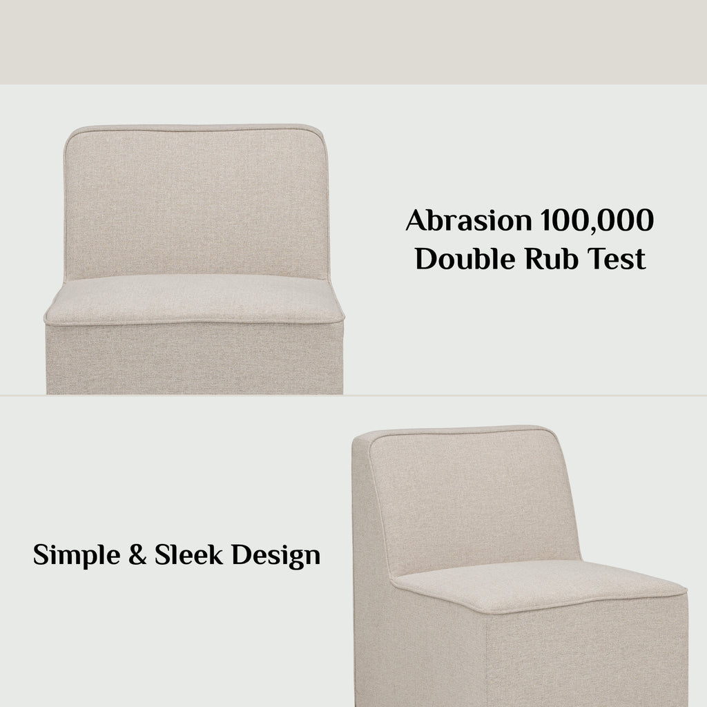 Traverese corner unit in Black colour leg, White colour Chenille fabric