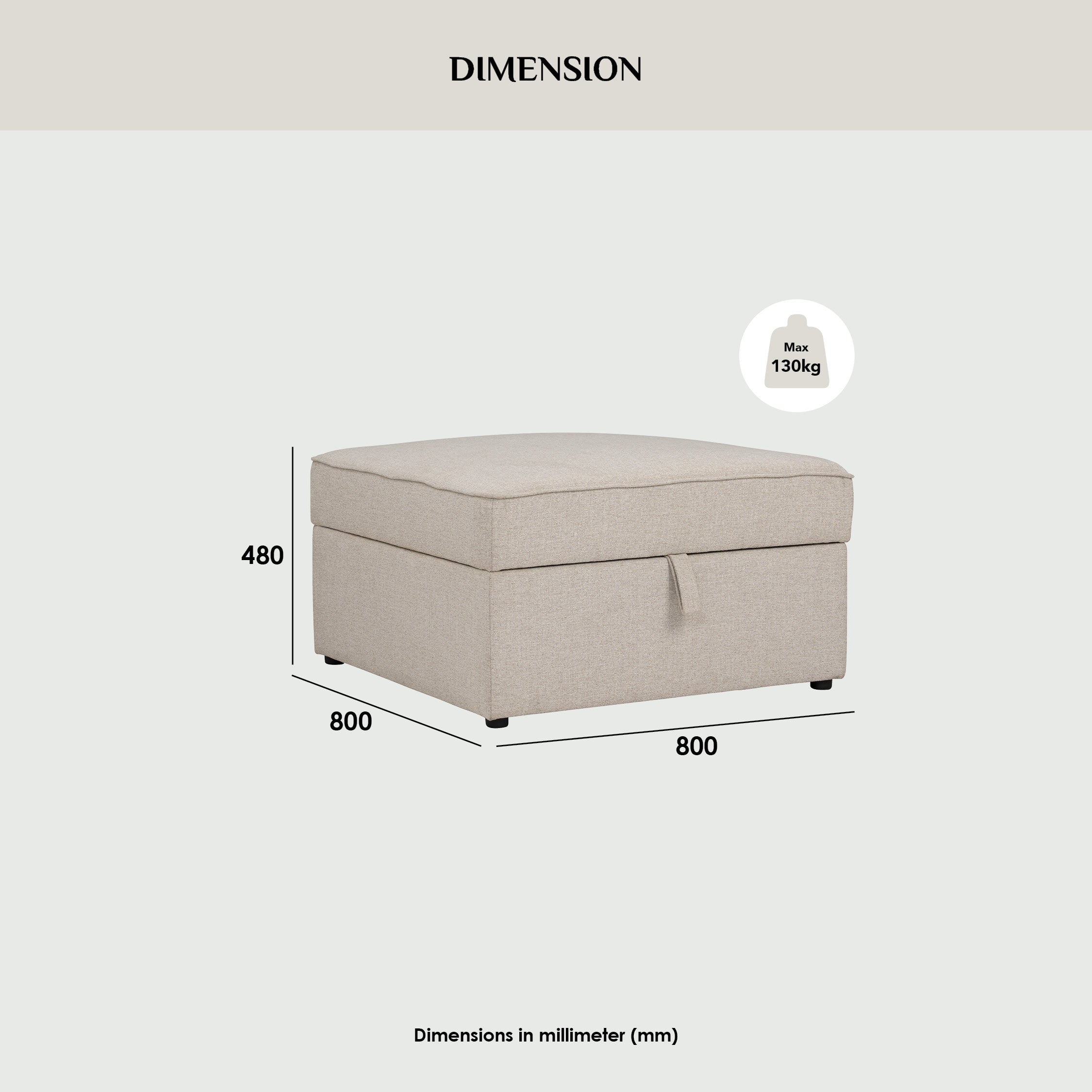 Traverese corner unit in Black colour leg, White colour Chenille fabric