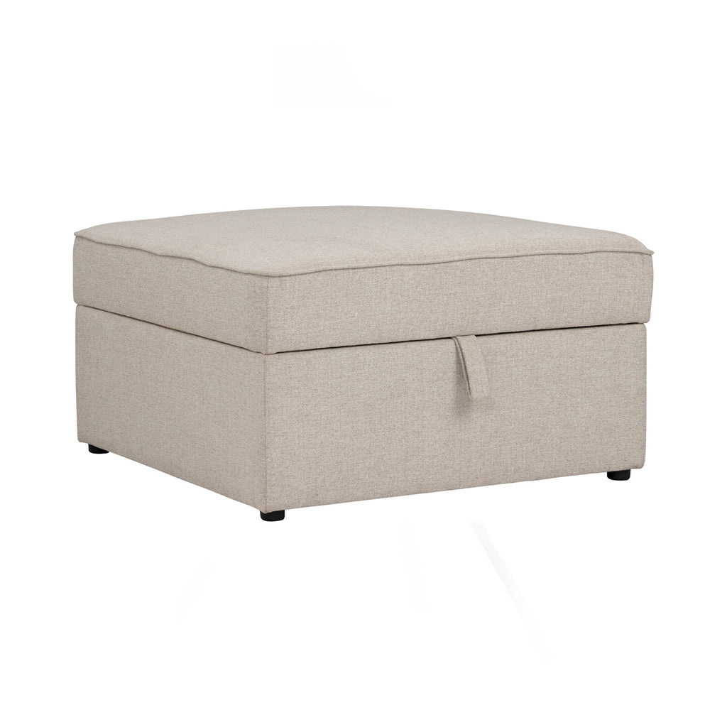 Traverese ottoman with storage in Black colour leg, White colour Chenille fabric