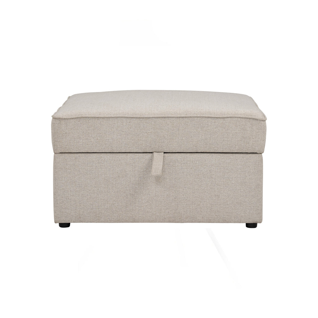 Traverese ottoman with storage in Black colour leg, White colour Chenille fabric