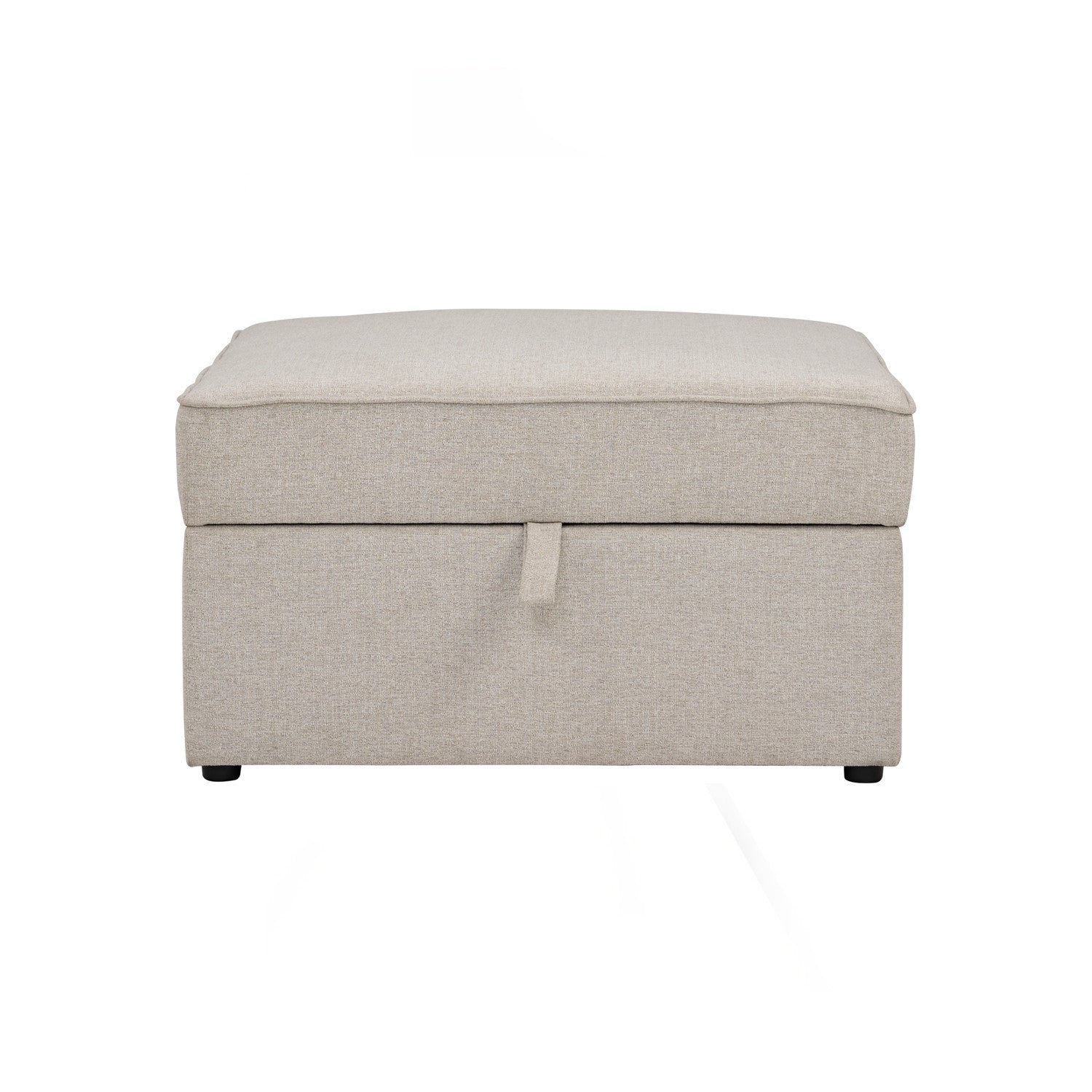 Traverese ottoman with storage in Black colour leg, White colour Chenille fabric