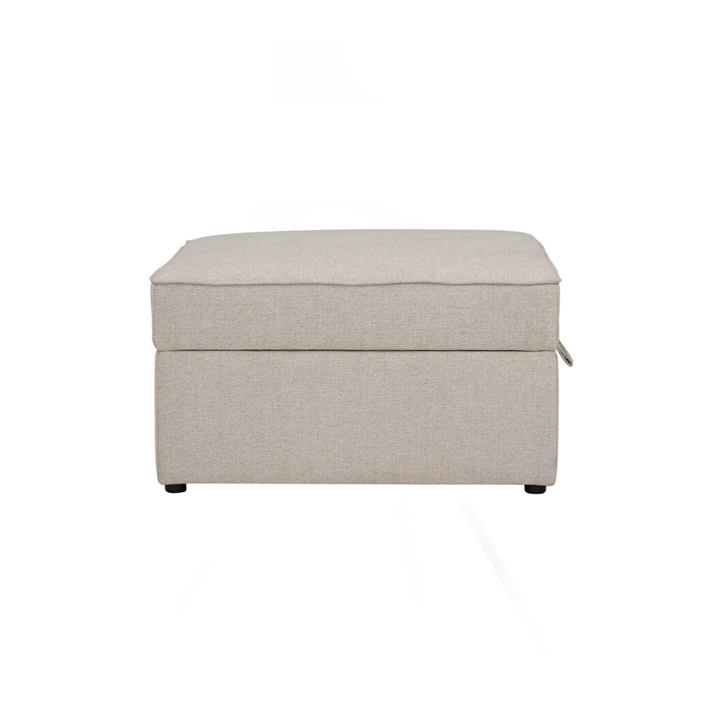 Traverese ottoman with storage in Black colour leg, White colour Chenille fabric