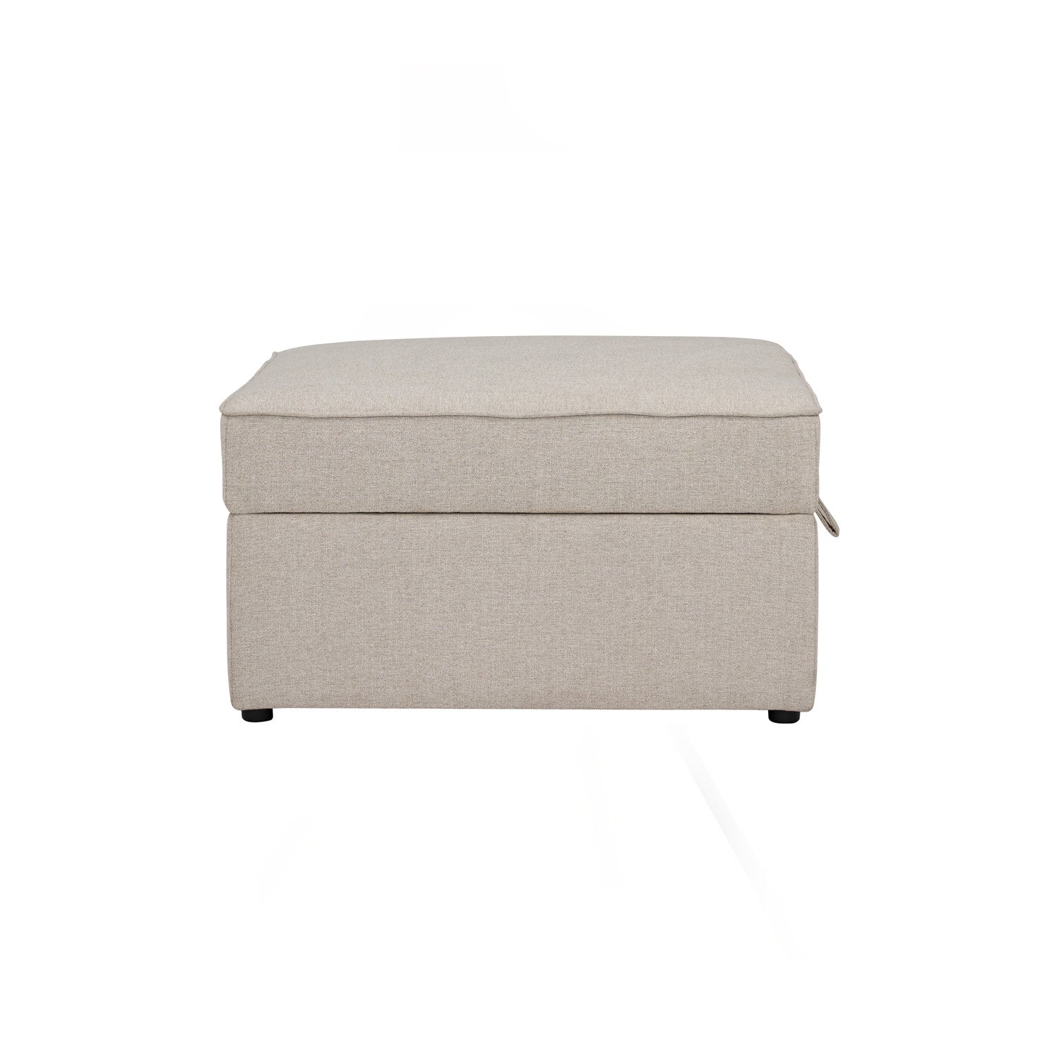 Traverese ottoman with storage in Black colour leg, White colour Chenille fabric