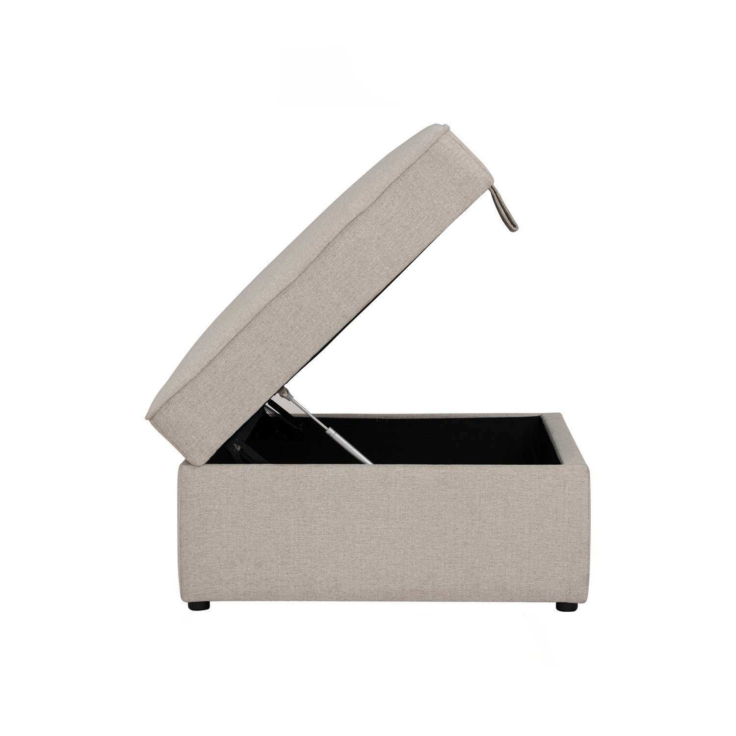 Traverese ottoman with storage in Black colour leg, White colour Chenille fabric