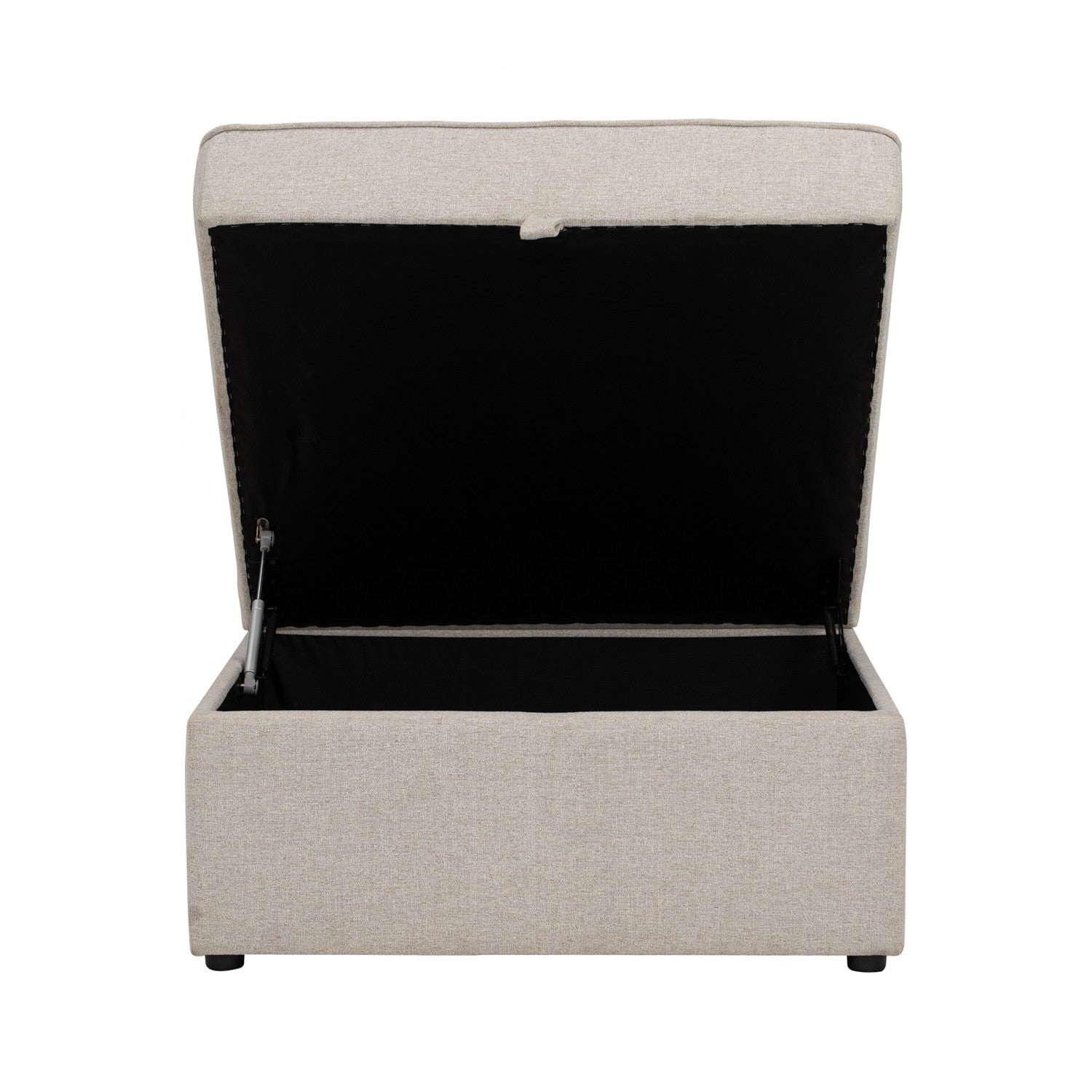 Traverese ottoman with storage in Black colour leg, White colour Chenille fabric