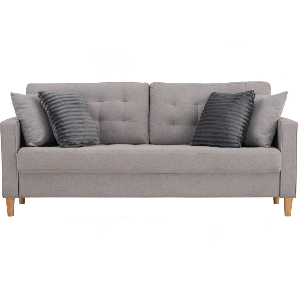 Slavia 3 seater sofa with Natural colour leg, Light Grey colour Meadow fabric