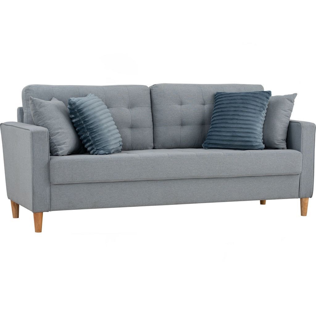 Slavia 3 seater sofa with Natural colour leg, Light Blue colour Meadow fabric.
