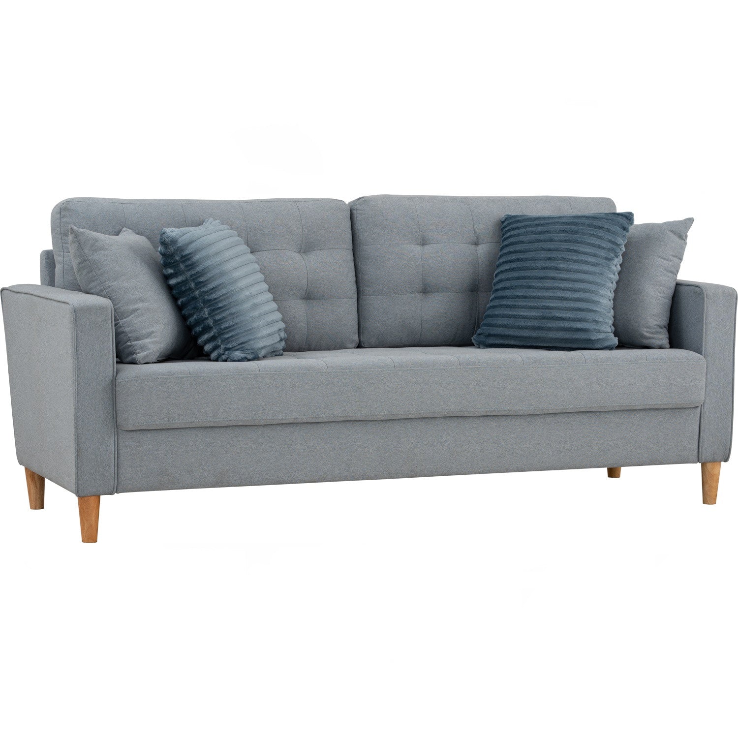 Slavia 3 seater sofa with Natural colour leg, Light Blue colour Meadow fabric.