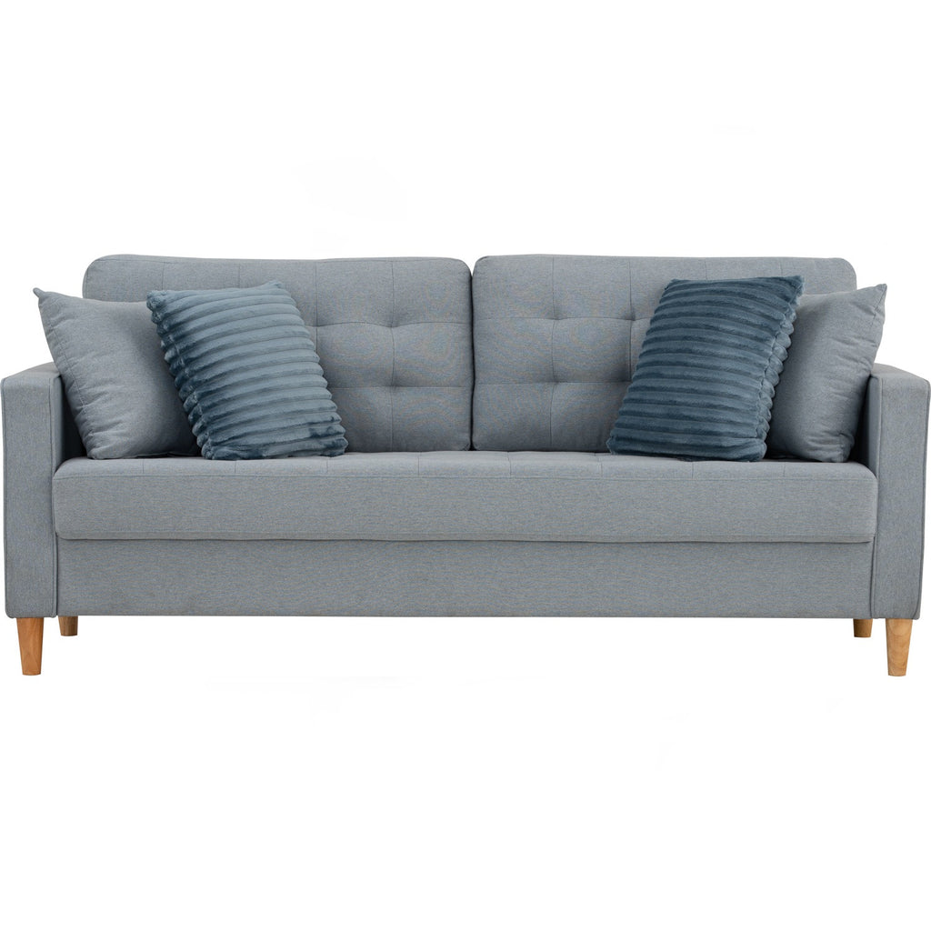 Slavia 3 seater sofa with Natural colour leg, Light Blue colour Meadow fabric.