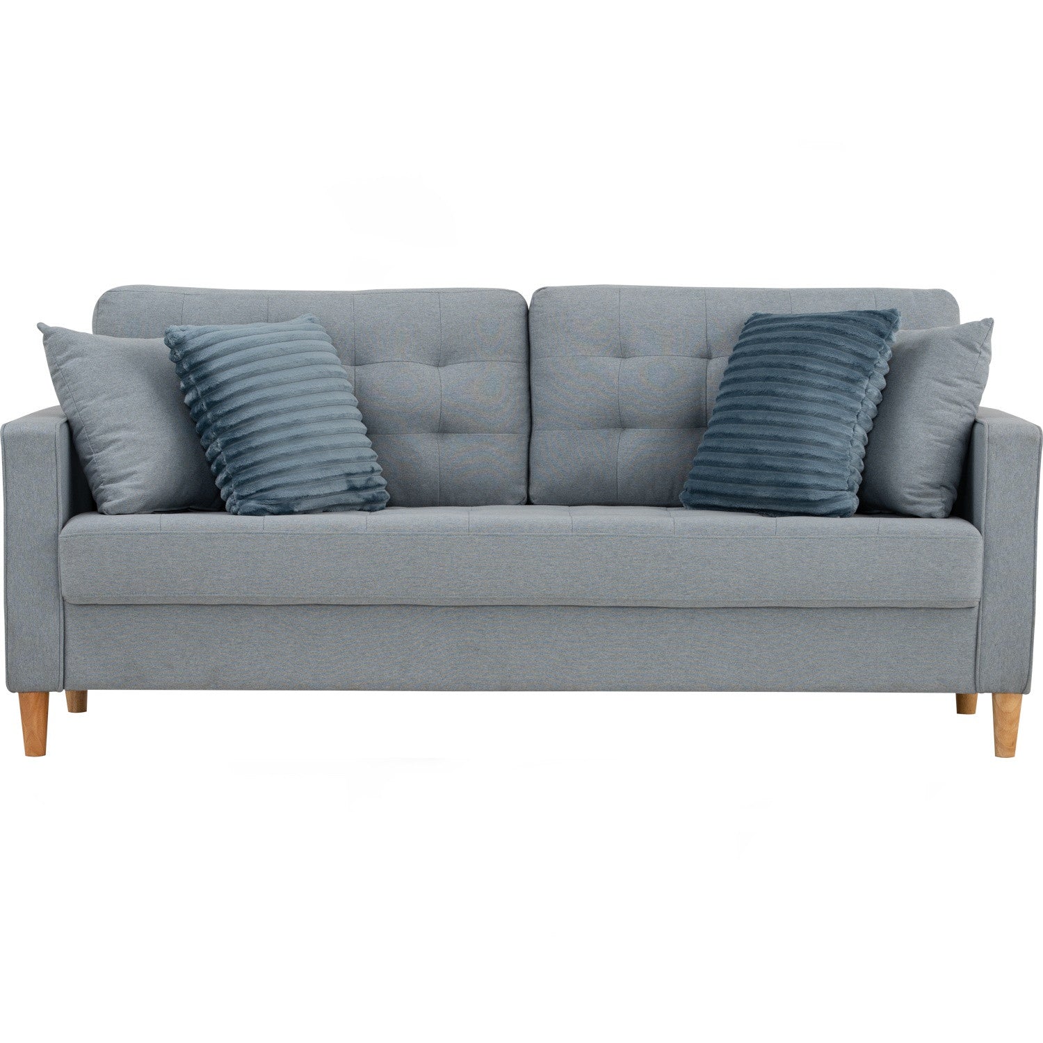 Slavia 3 seater sofa with Natural colour leg, Light Blue colour Meadow fabric.