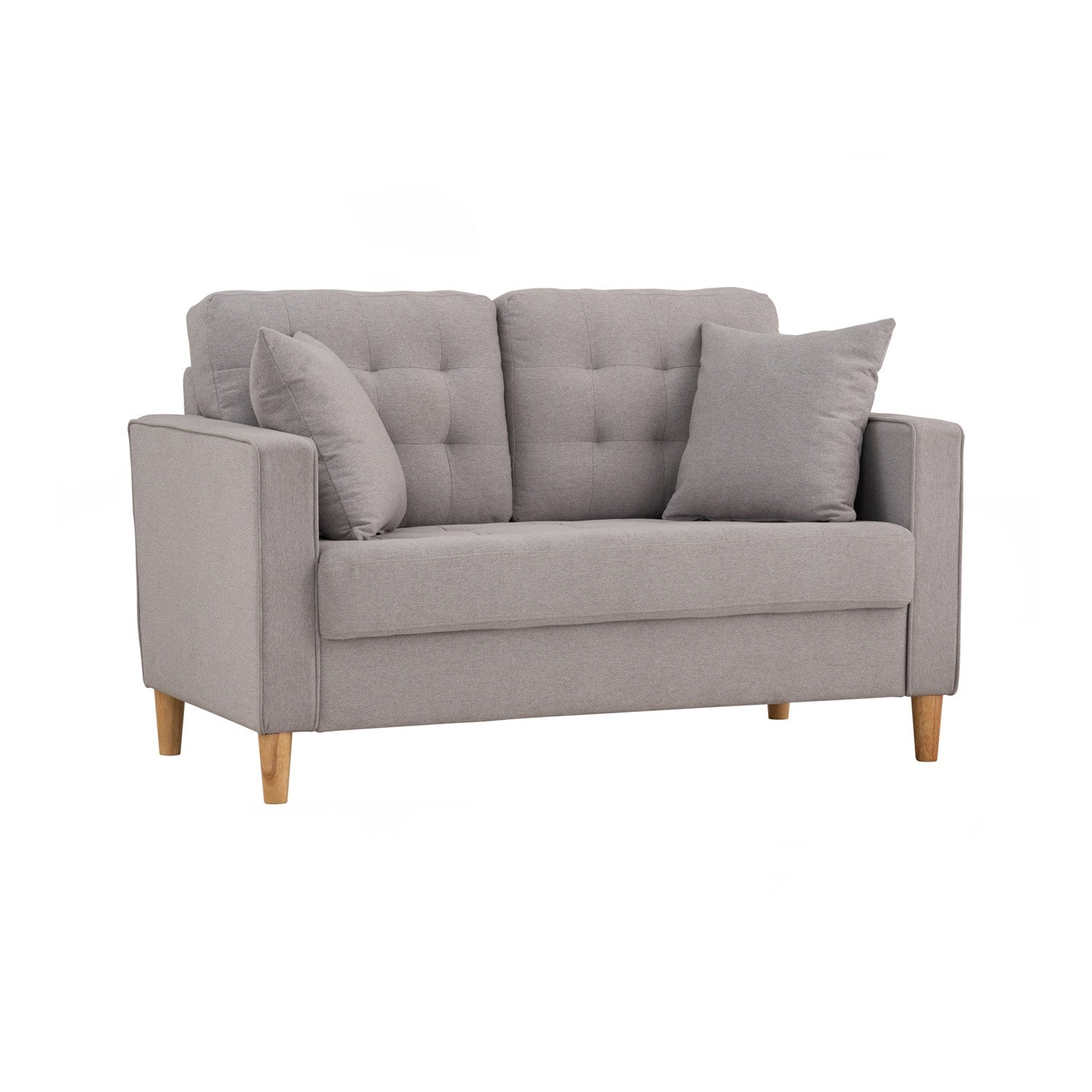 Slavia 2 seater sofa with Natural colour leg, Light Grey colour Meadow fabric.