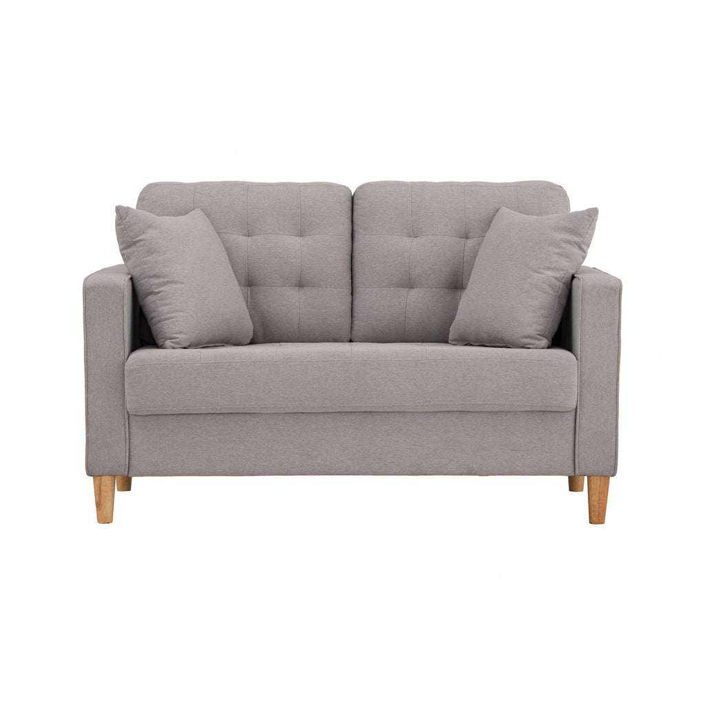 Slavia 2 seater sofa with Natural colour leg, Light Grey colour Meadow fabric.