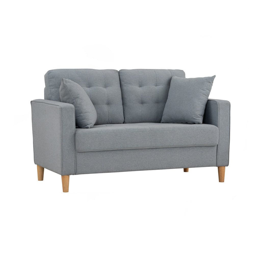 Slavia 2 seater sofa with Natural colour leg, Light Blue colour Meadow fabric