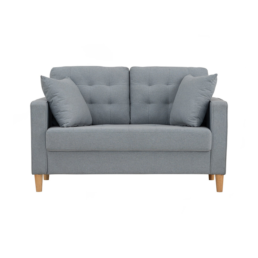 Slavia 2 seater sofa with Natural colour leg, Light Blue colour Meadow fabric