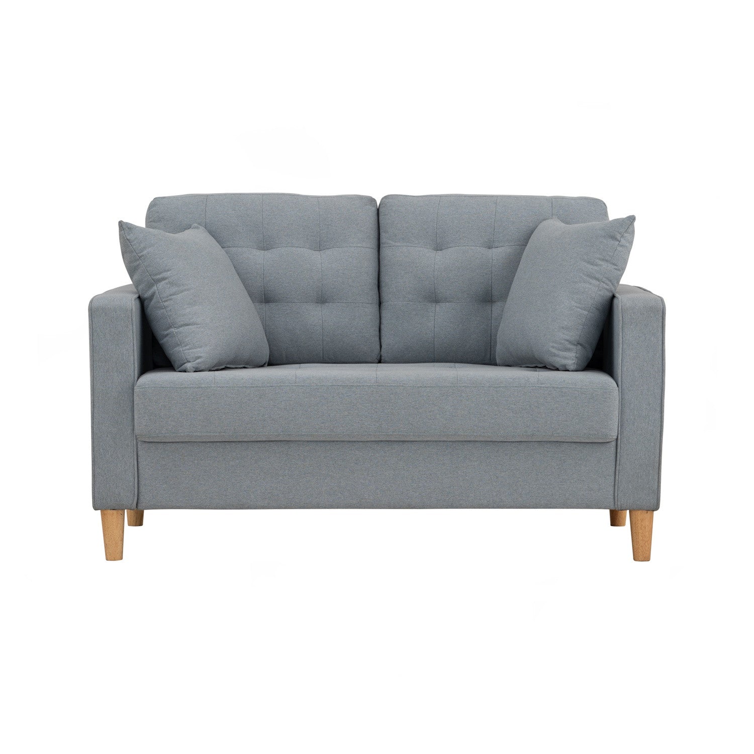 Slavia 2 seater sofa with Natural colour leg, Light Blue colour Meadow fabric