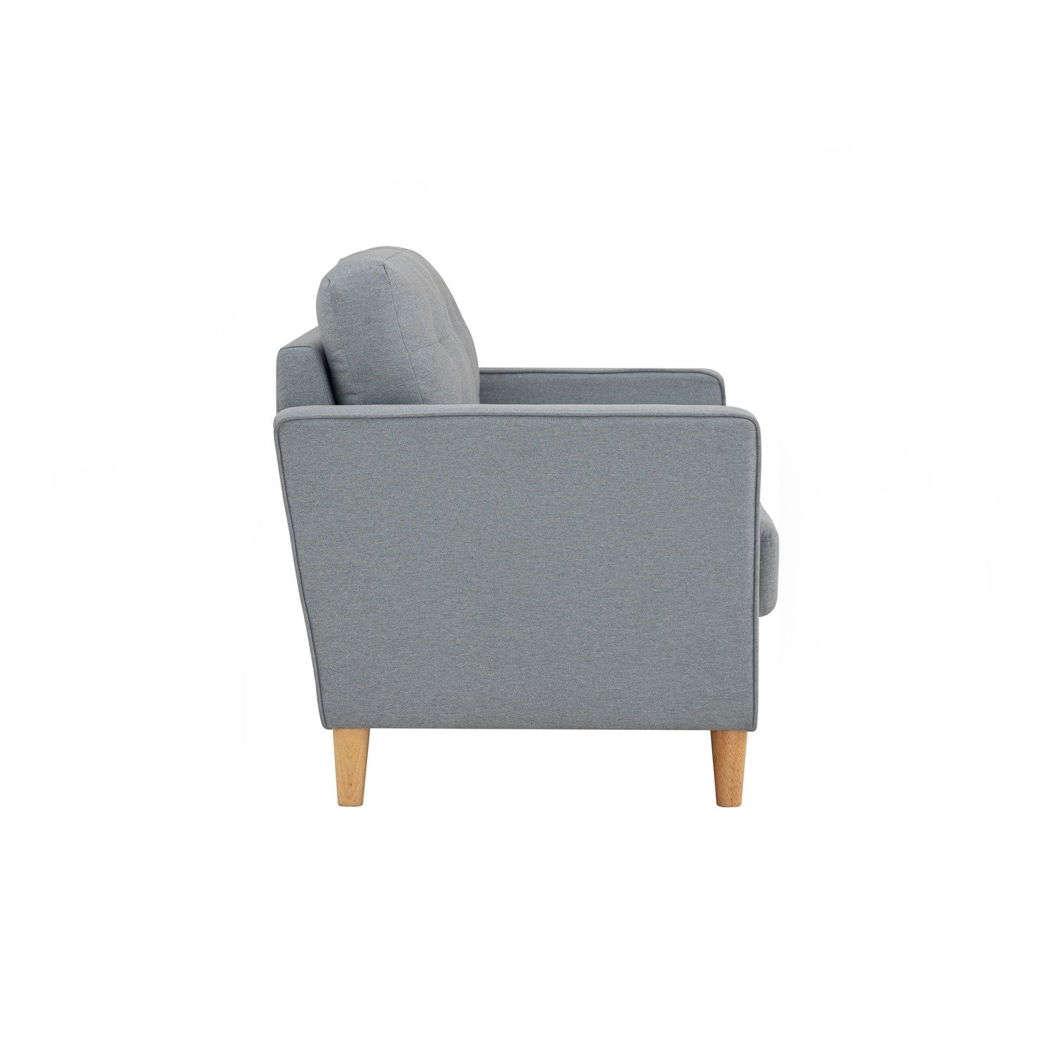 Slavia 2 seater sofa with Natural colour leg, Light Blue colour Meadow fabric