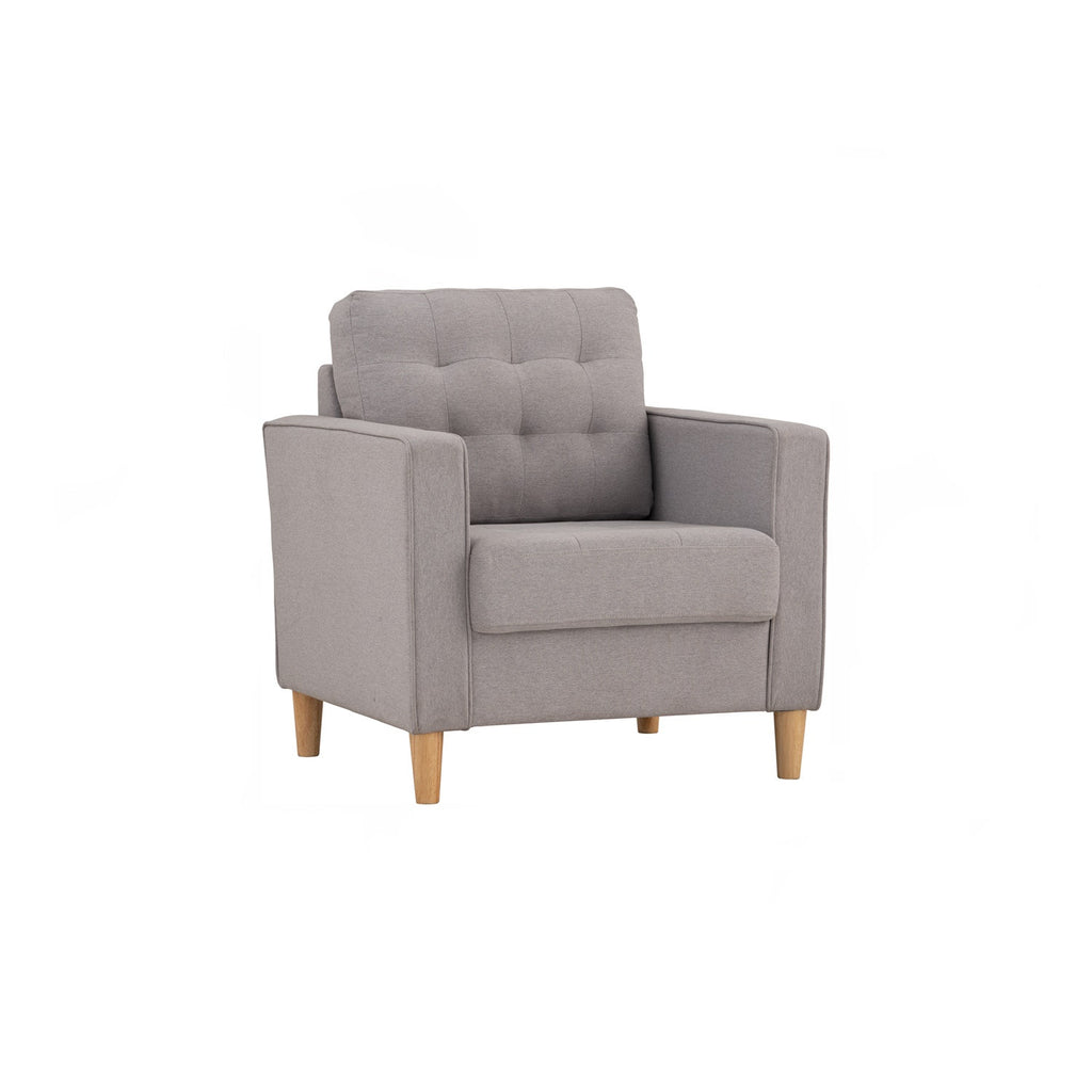 Slavia 1 seater sofa with Natural colour leg, Light Grey colour Meadow fabric.