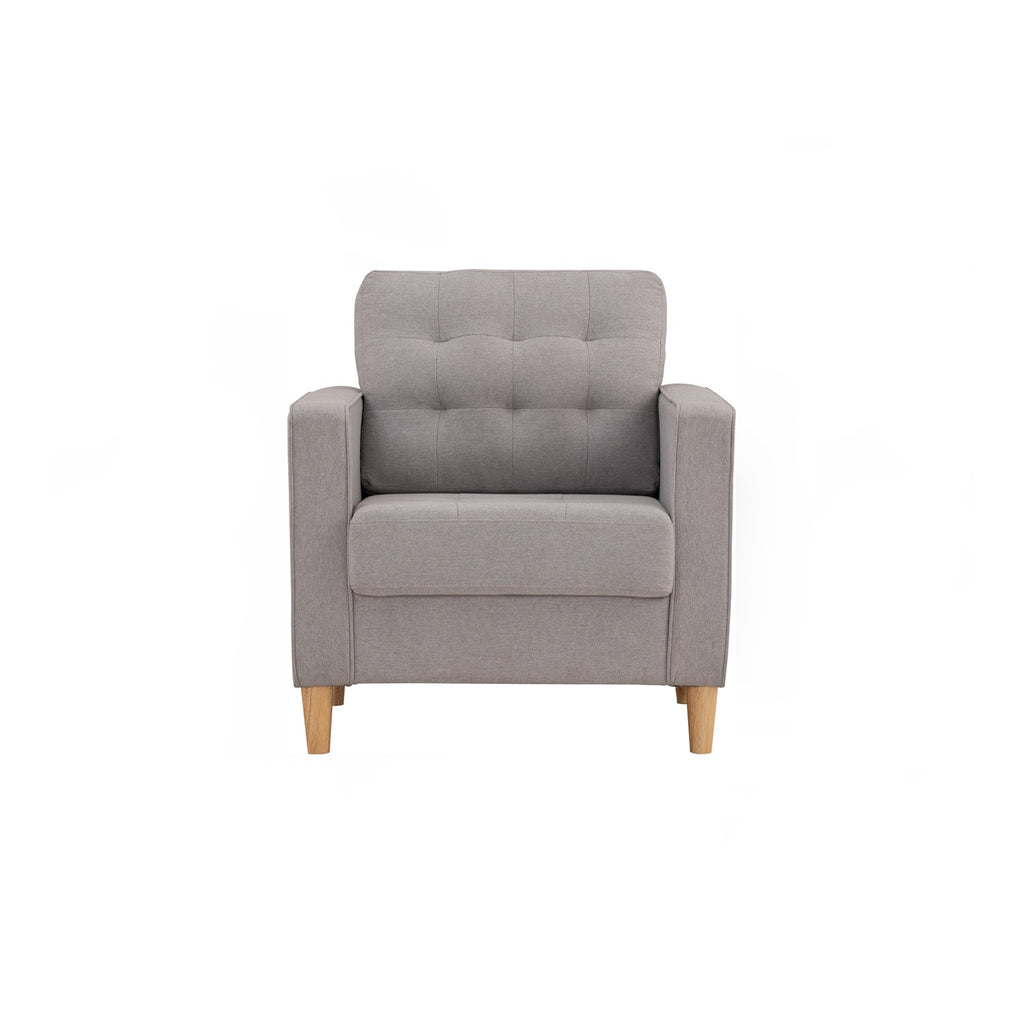 Slavia 1 seater sofa with Natural colour leg, Light Grey colour Meadow fabric.
