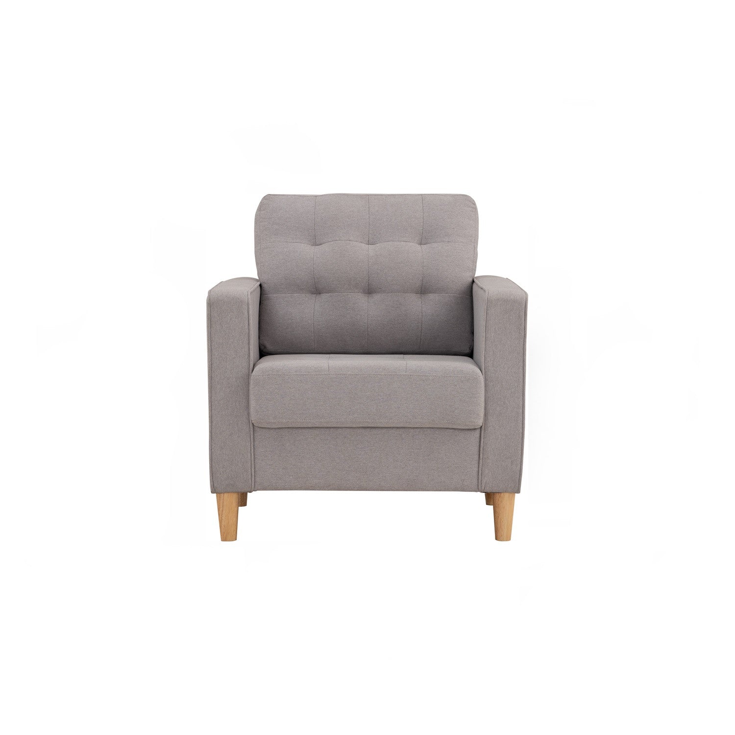 Slavia 1 seater sofa with Natural colour leg, Light Grey colour Meadow fabric.