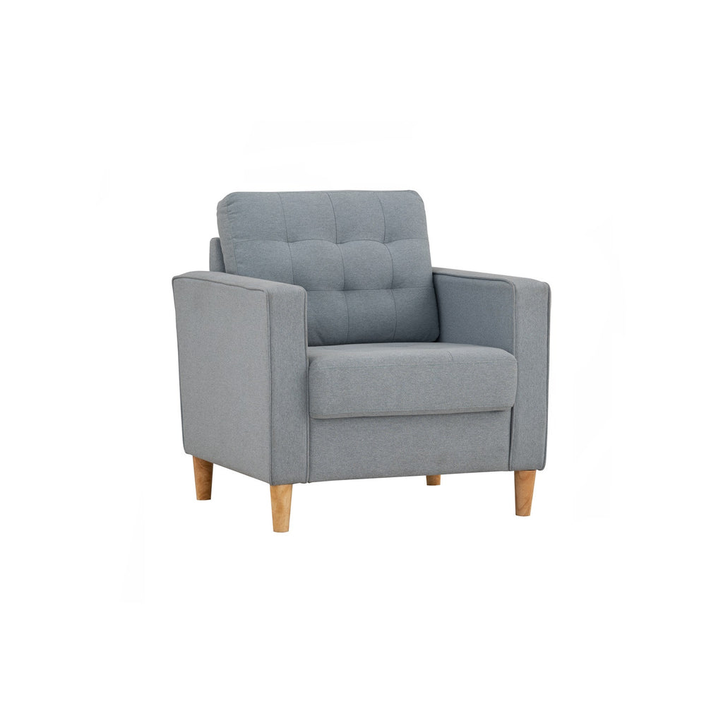 Slavia 1 seater sofa with Natural colour leg, Light Blue colour Meadow fabric.