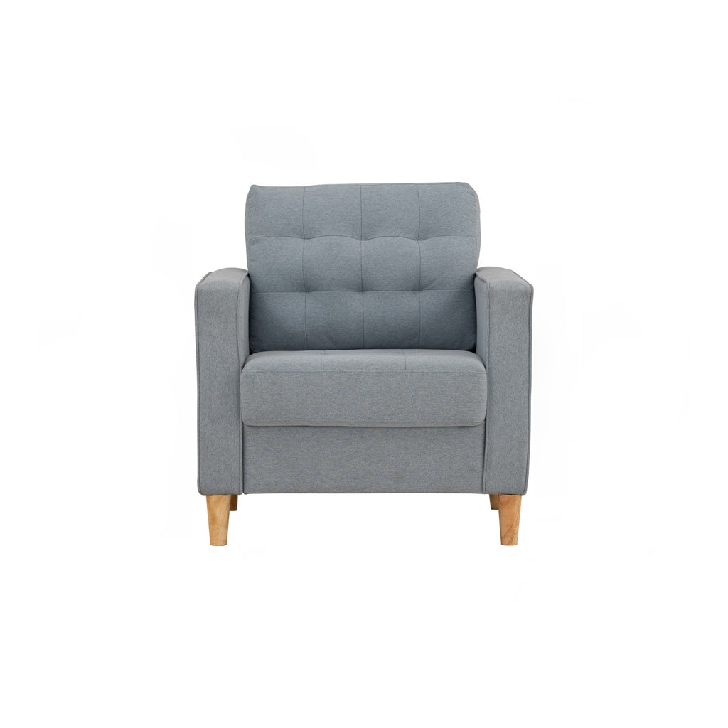 Slavia 1 seater sofa with Natural colour leg, Light Blue colour Meadow fabric.