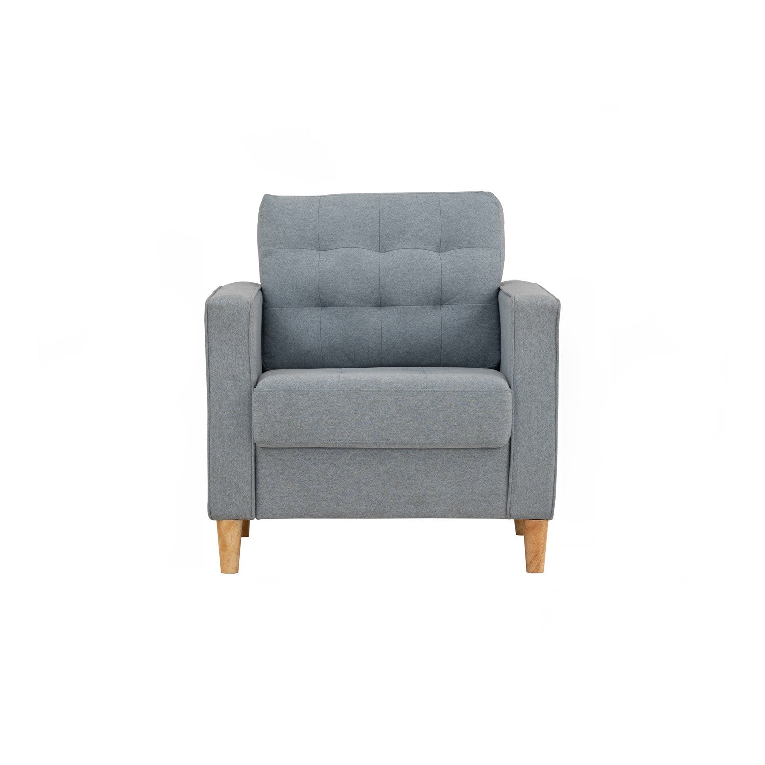 Slavia 1 seater sofa with Natural colour leg, Light Blue colour Meadow fabric.