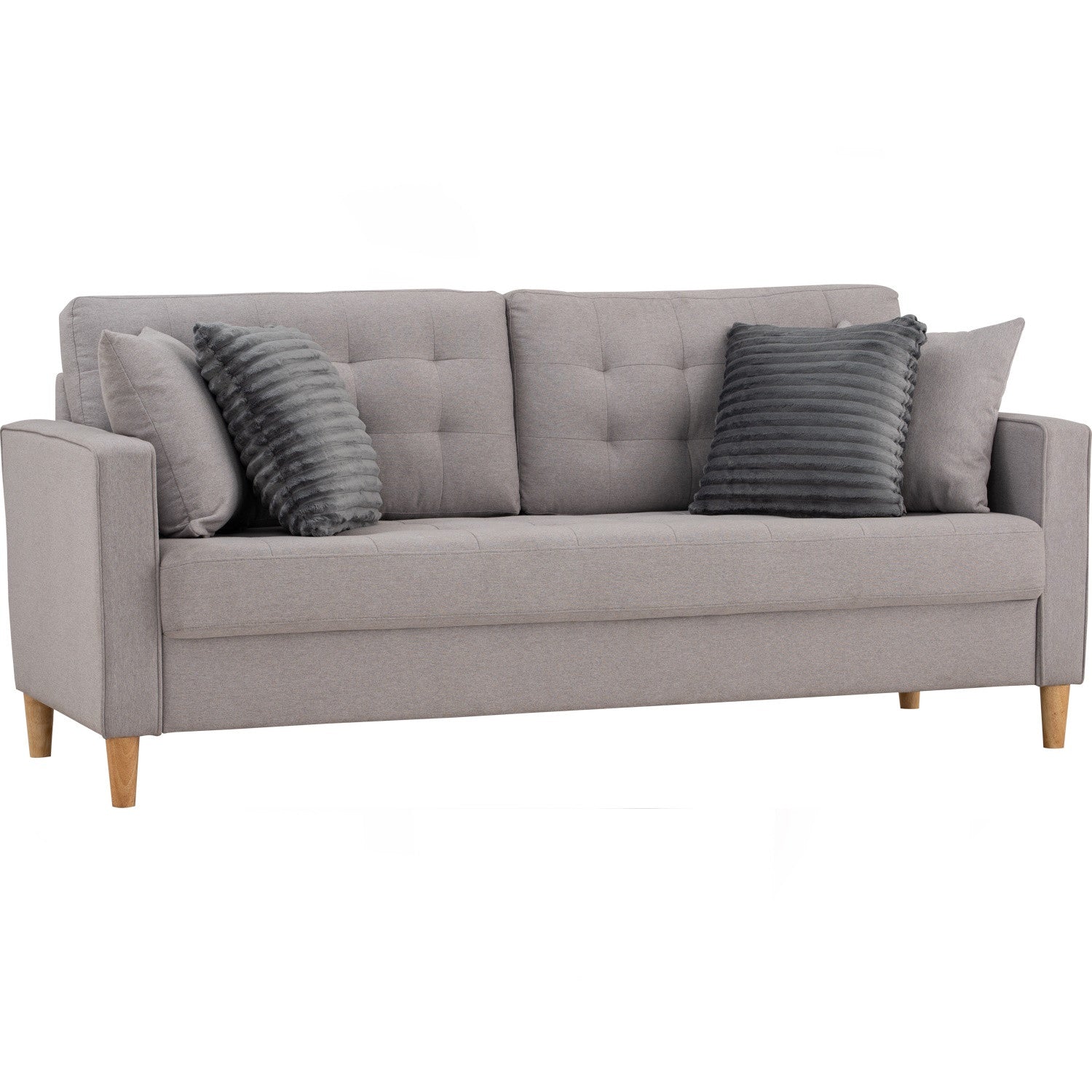 Slavia 3 seater sofa with Natural colour leg, Light Grey colour Meadow fabric