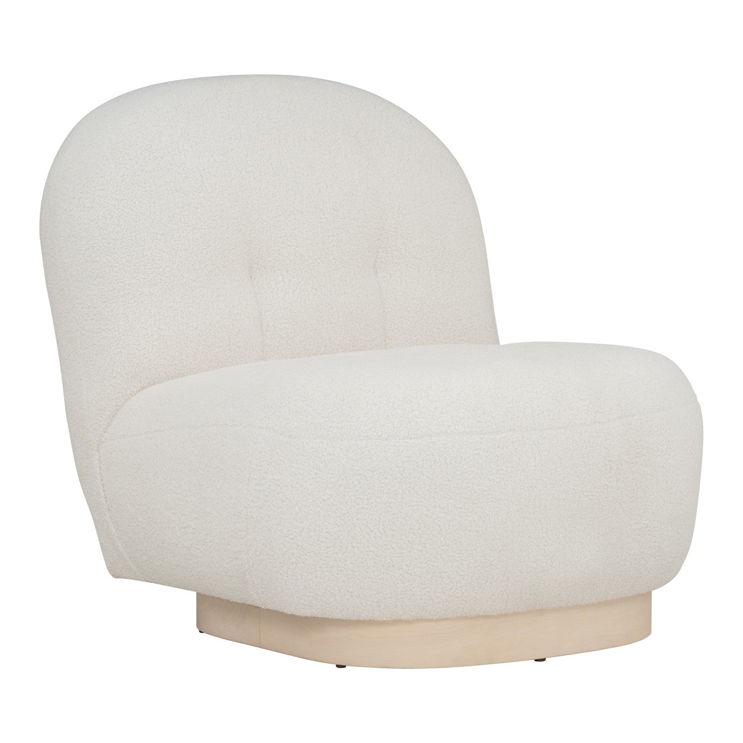 Helia lounge chair with White Wash colour leg, Cream White colour Teddy fabric.