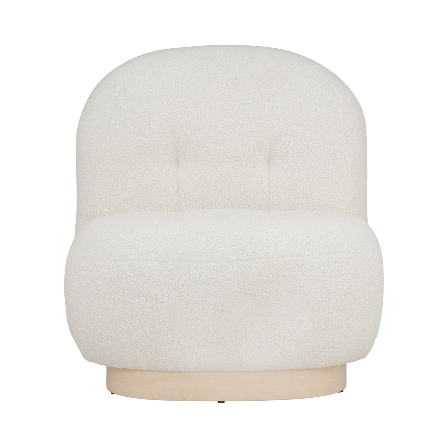 Helia lounge chair with White Wash colour leg, Cream White colour Teddy fabric.