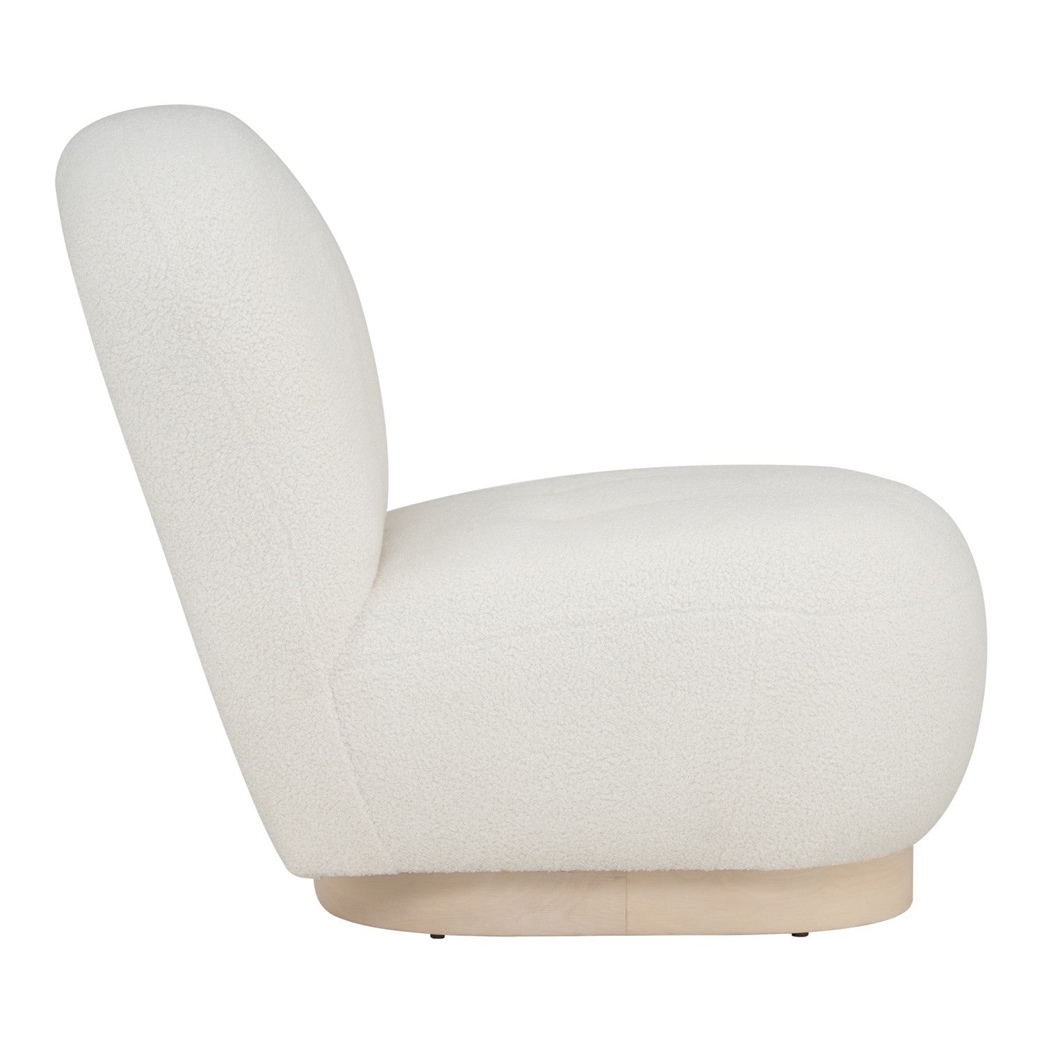 Helia lounge chair with White Wash colour leg, Cream White colour Teddy fabric.