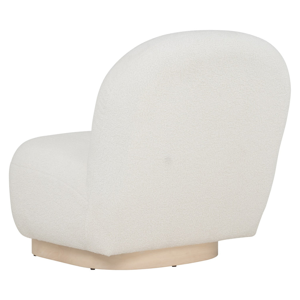 Helia lounge chair with White Wash colour leg, Cream White colour Teddy fabric.