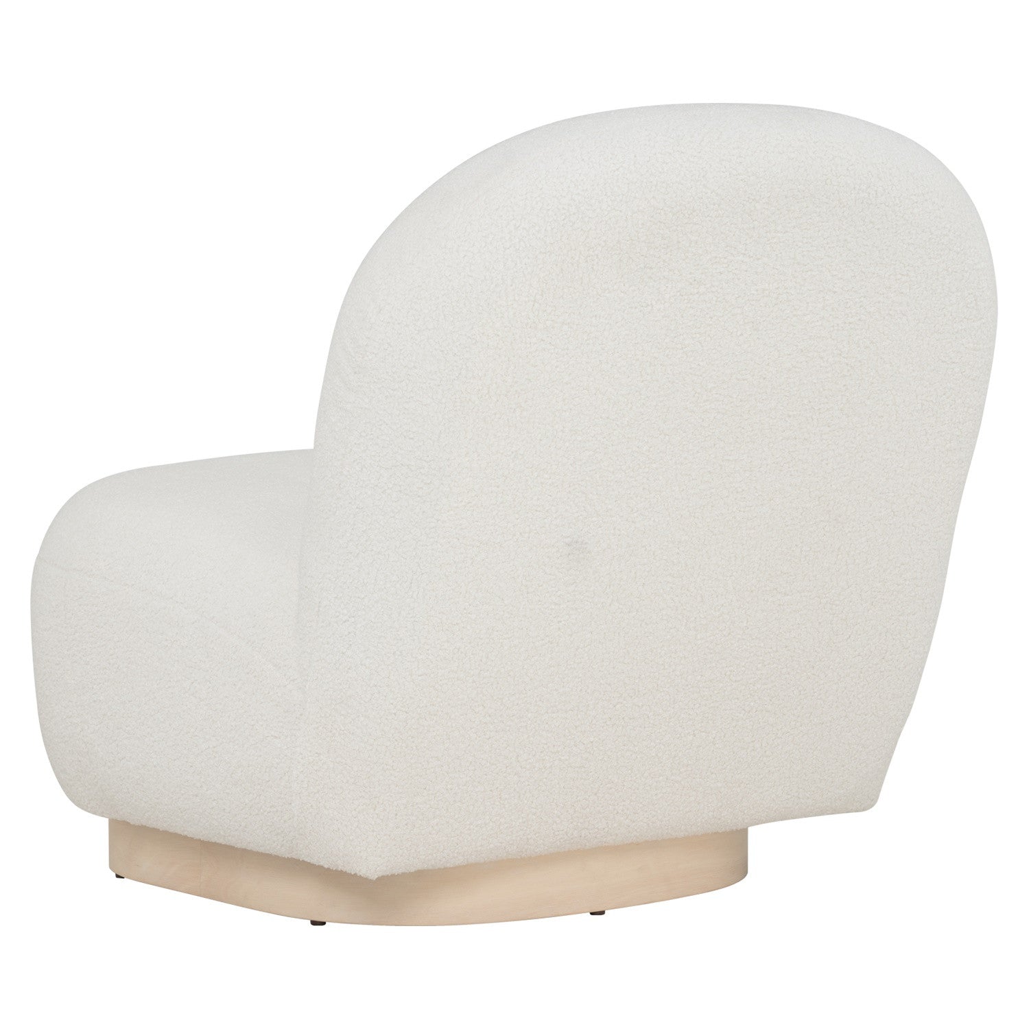 Helia lounge chair with White Wash colour leg, Cream White colour Teddy fabric.