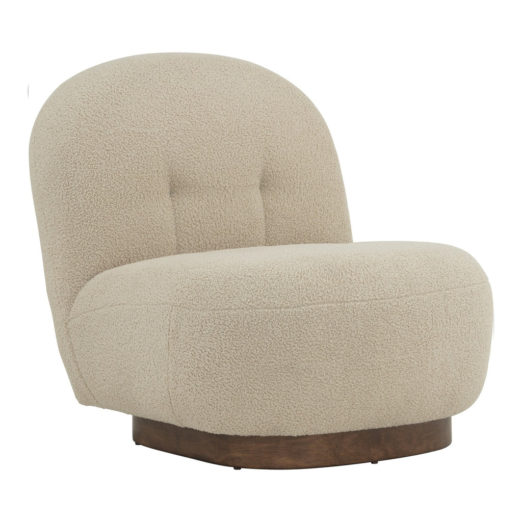 Helia lounge chair with Cocoa colour leg, Brown Beige colour Teddy fabric
