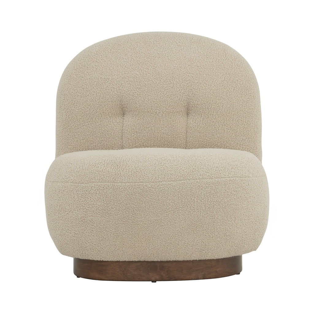 Helia lounge chair with Cocoa colour leg, Brown Beige colour Teddy fabric