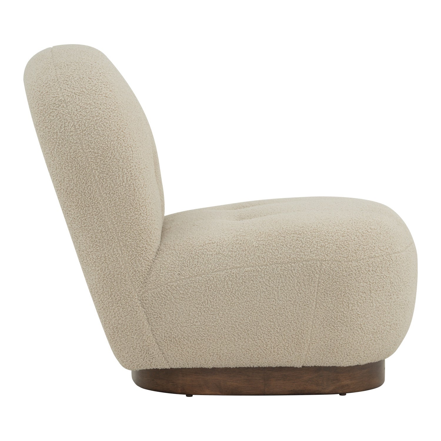 Helia lounge chair with Cocoa colour leg, Brown Beige colour Teddy fabric