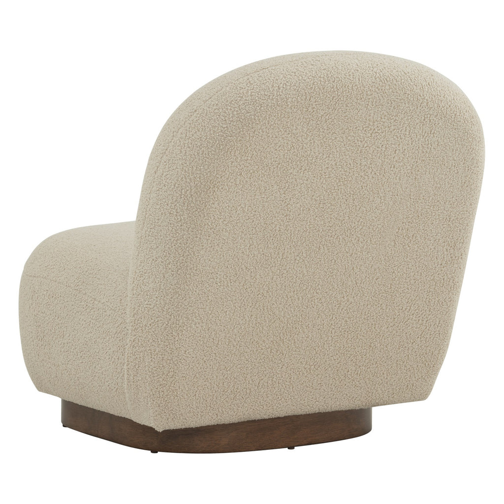 Helia lounge chair with Cocoa colour leg, Brown Beige colour Teddy fabric